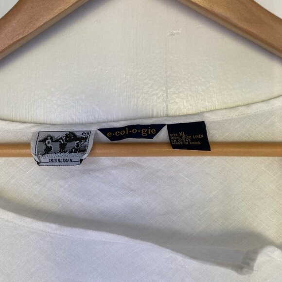 100% Irish Linen Ecologie Brand White 3/4 Sleeve Top Womens Size XL - Picture 5 of 9